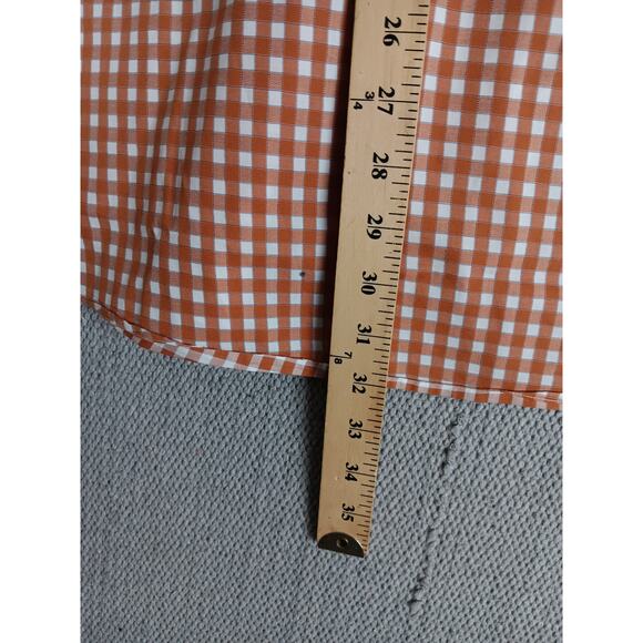 Johnston & Murphy Tailored Fit Shirt Mens Large Orange/White Checkered Casual - Picture 11 of 13